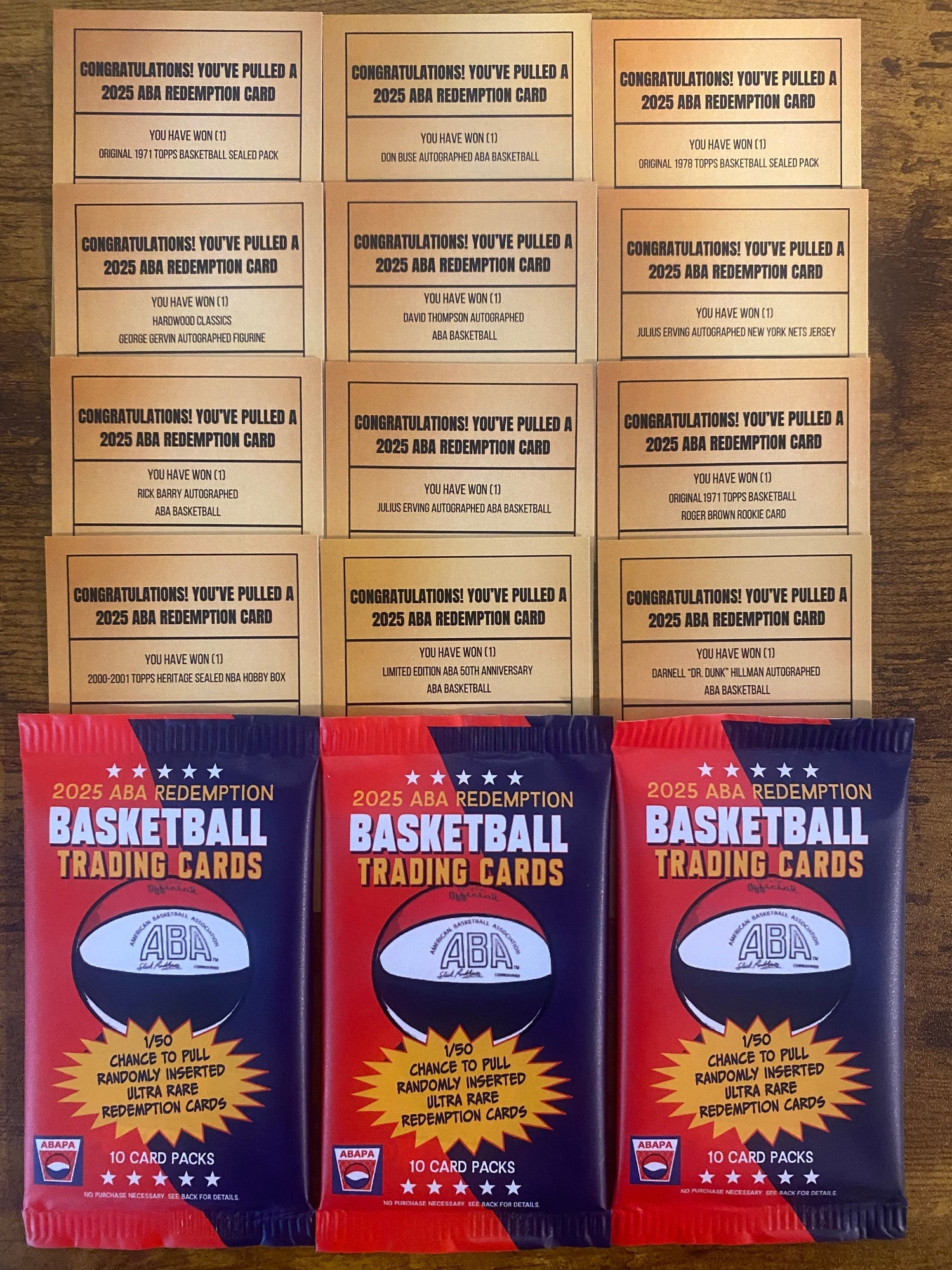 2025 ABA Trading Card Redemption Items