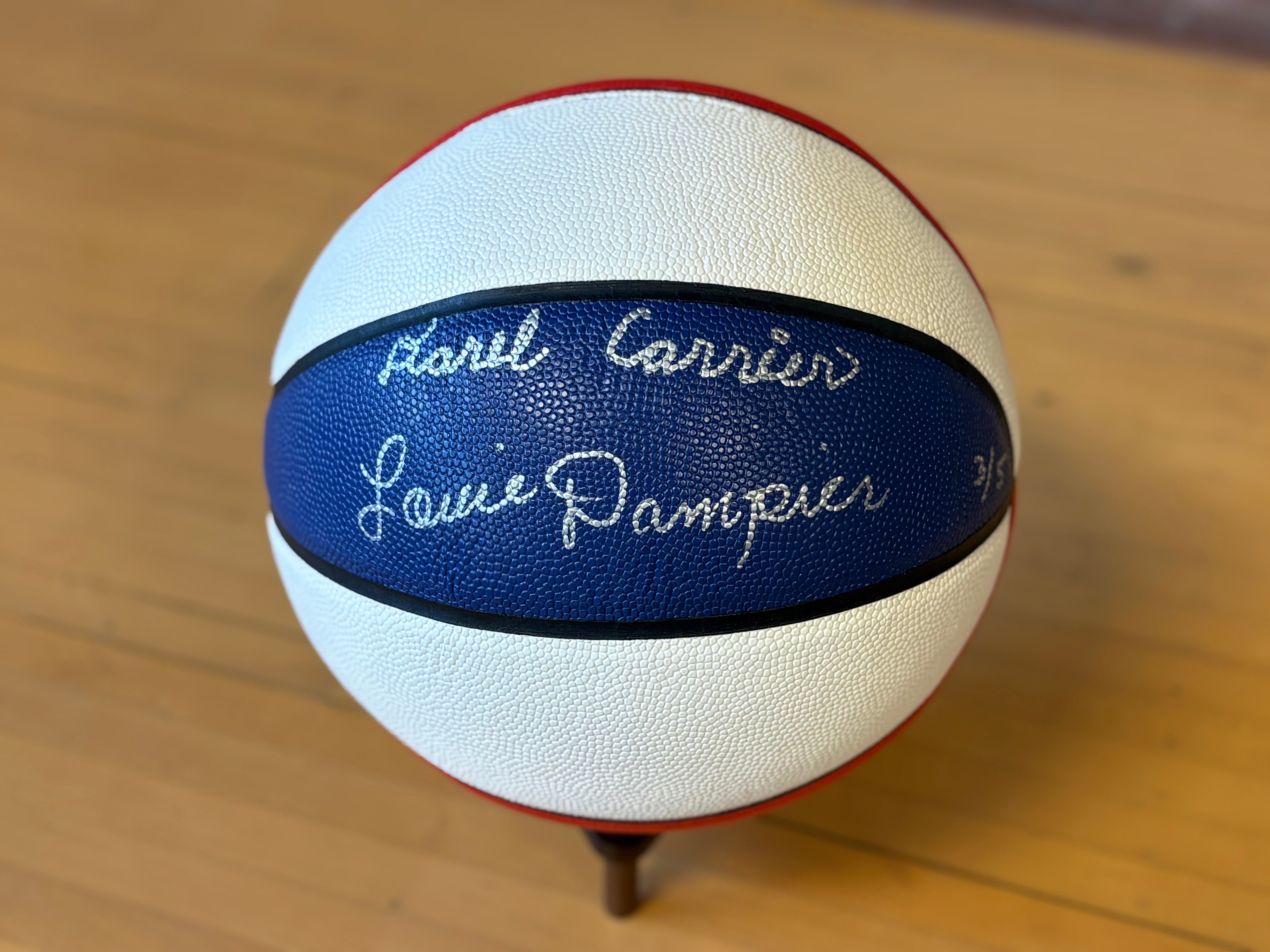 Darel Carrier & Louie Dampier Autographed ABA Basketball